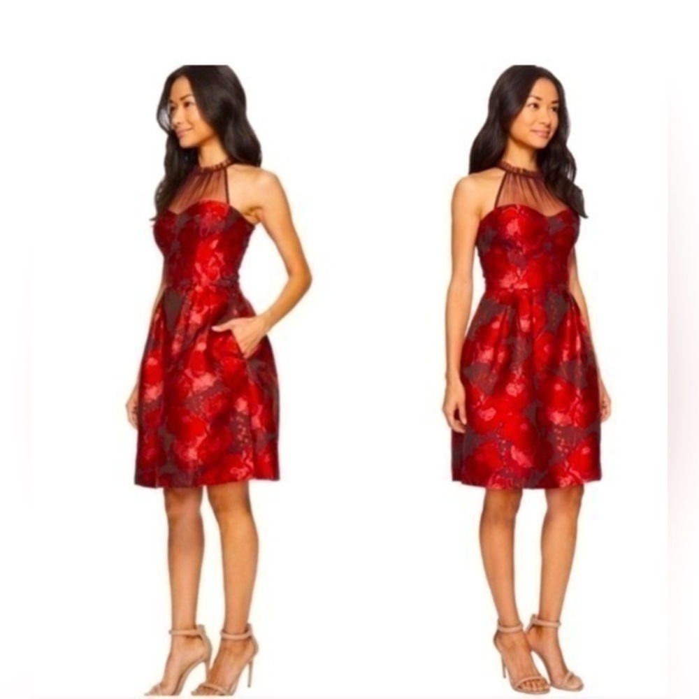 Stunning Pettite Maggy London Fit and Flare Jaquard Dress